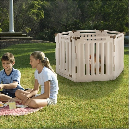 Richell Convertible Indoor Outdoor 6-Panel Pet Playpen, spacious and durable playpen for pets, perfect for both indoor and outdoor use with adjustable panels