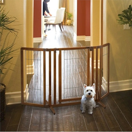 Richell Premium Plus Freestanding Pet Gate with Door, sturdy and elegant pet gate with a convenient walk-through door, perfect for easy access while securing spaces