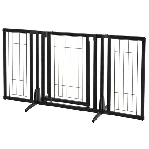 Richell Premium Plus Freestanding Pet Gate in Black, elegant and sturdy freestanding gate with a premium design, perfect for securing spaces while blending into home decor