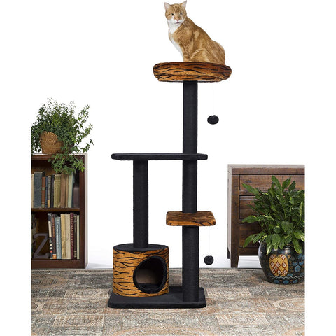 Prevue Pet Products Kitty Power Paws Tiger Tower, durable and stylish cat tree with multiple levels, sisal scratching posts, and cozy resting spots