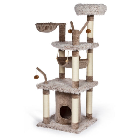 Prevue Pet Products Kitty Power Paws Siberian Mountain Cat Furniture, premium multi-level cat tree with cozy hideaways, sisal-wrapped posts, and plush surfaces